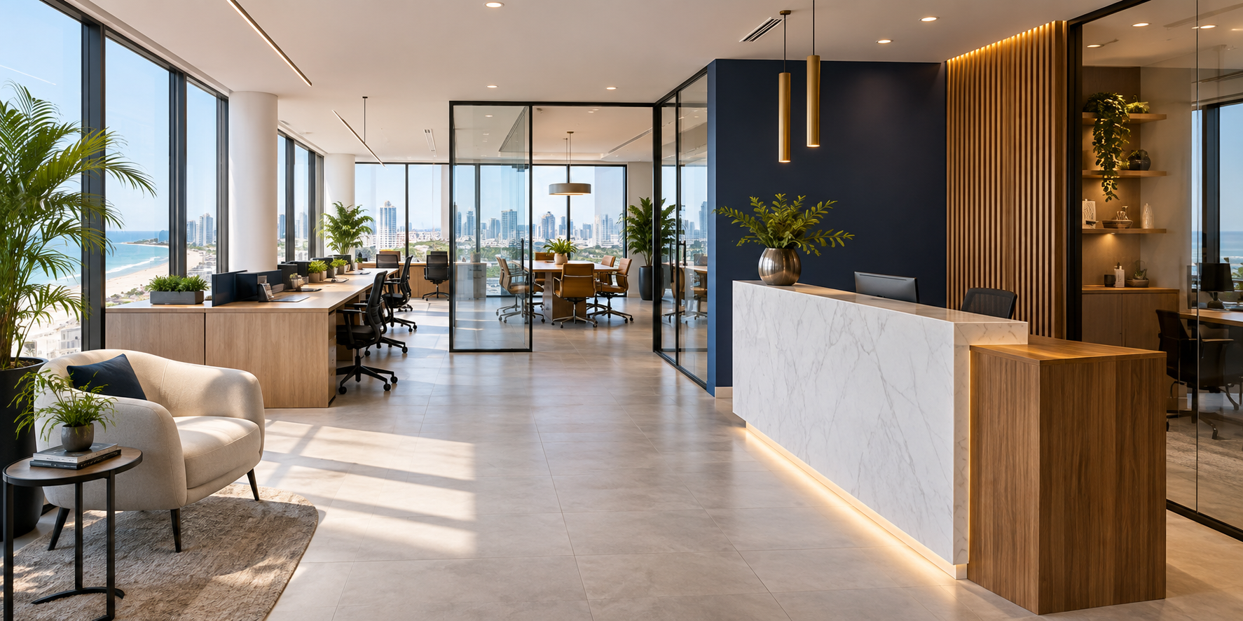 Ambiente profissional de coworking